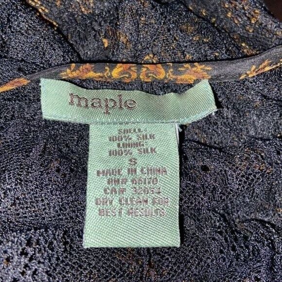 Maple Gold Black 100% Silk Dress Women’s Size Small Sleeveless Casual - Picture 3 of 5